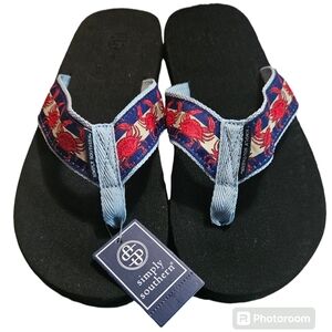 NWT! Simply Southern Flip Flops w/ Crab Design  sz Med (7-8)